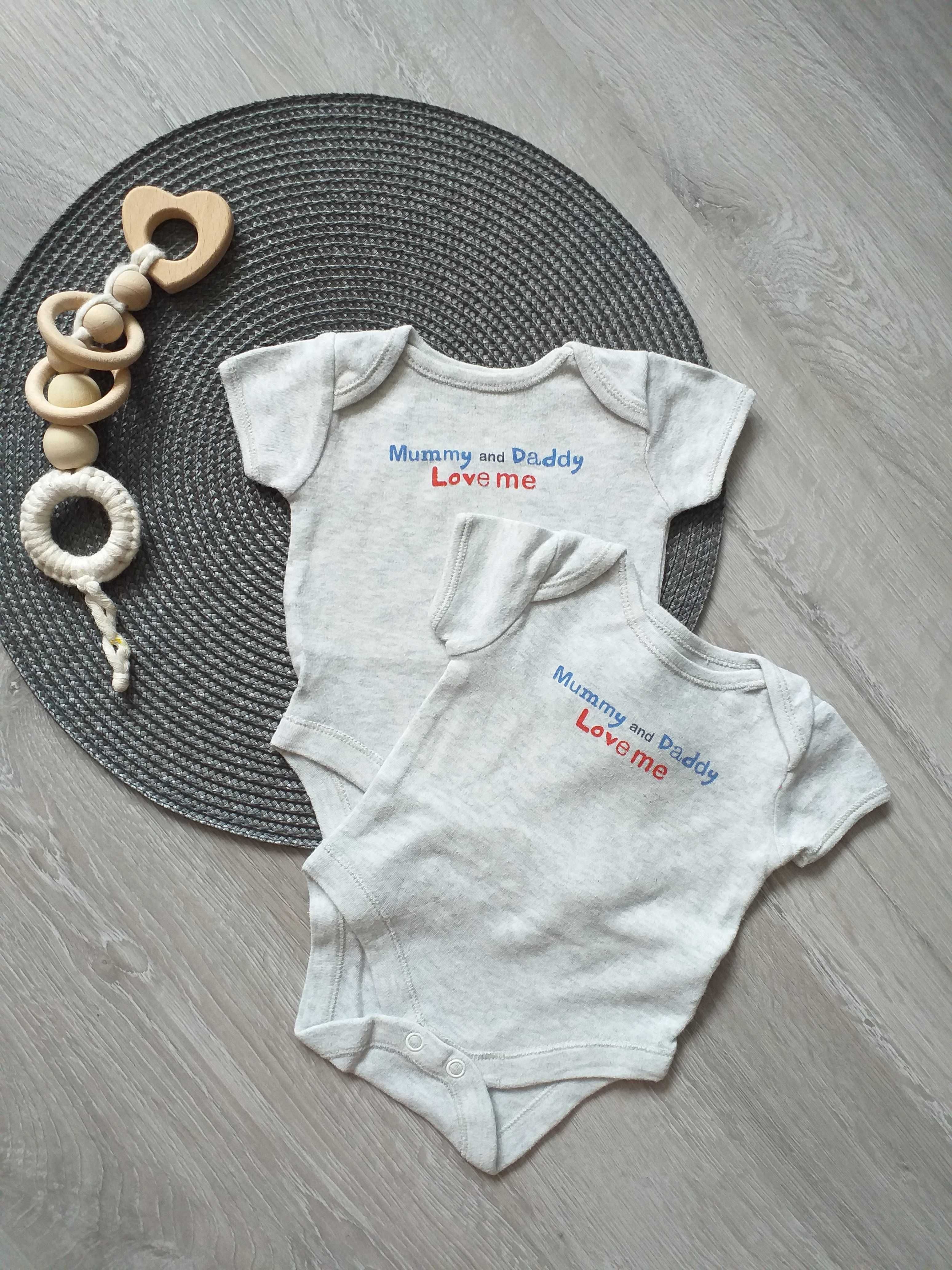 zestaw 2pak body niemowlęce 'Mummy and Daddy love me' Mothercare 56/62