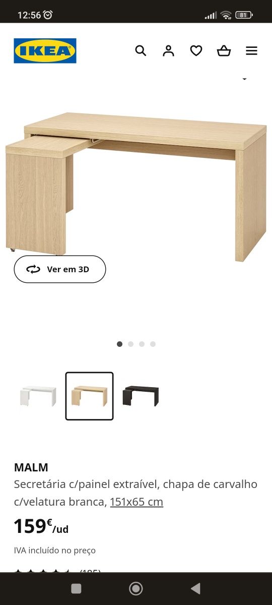 Secretária IKEA c/ painel extraível