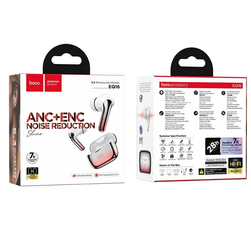 HOCO słuchawki bezprzewodowe bluetooth TWS ANC + ENC EQ16 czerowne