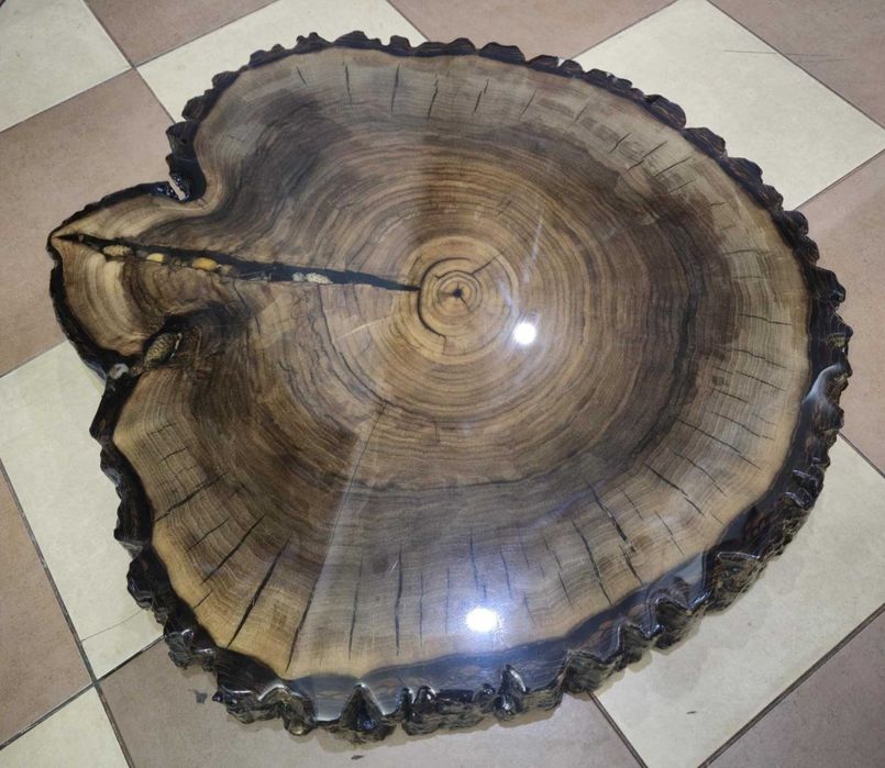 Blat  do Stolik kawowy żywiczny z plastra orzecha włoskiego