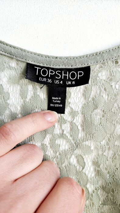 Koronkowe body bluzka top miętowy S 36 topshop koronka bluzka
