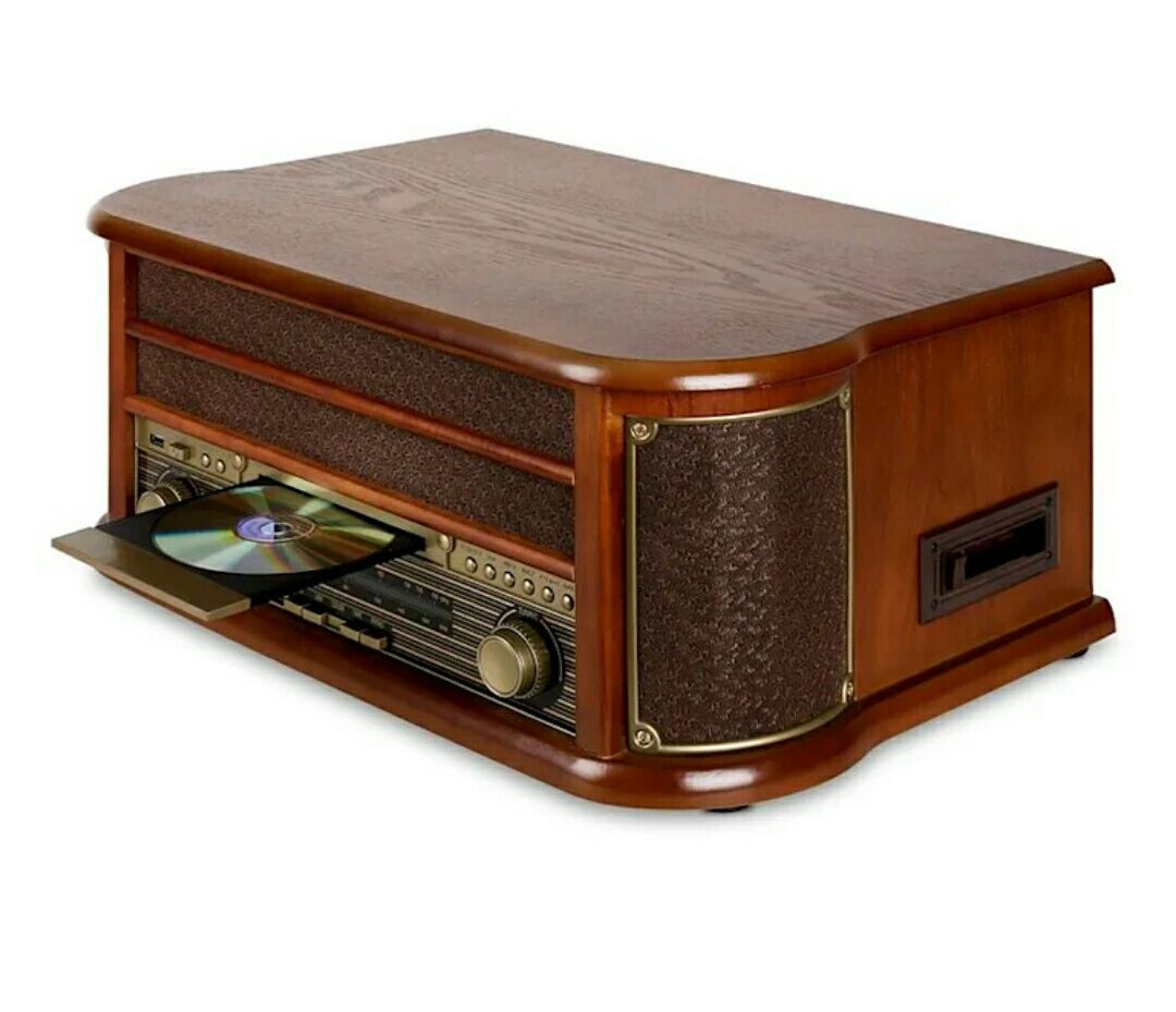 Radio retro gramofon CD USB wieza boombox kaseta nowe -50%