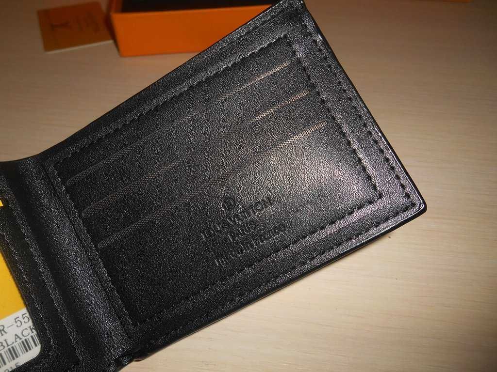 Louis Vuitton portmonetka Czarny portfel męski skóra  302-35