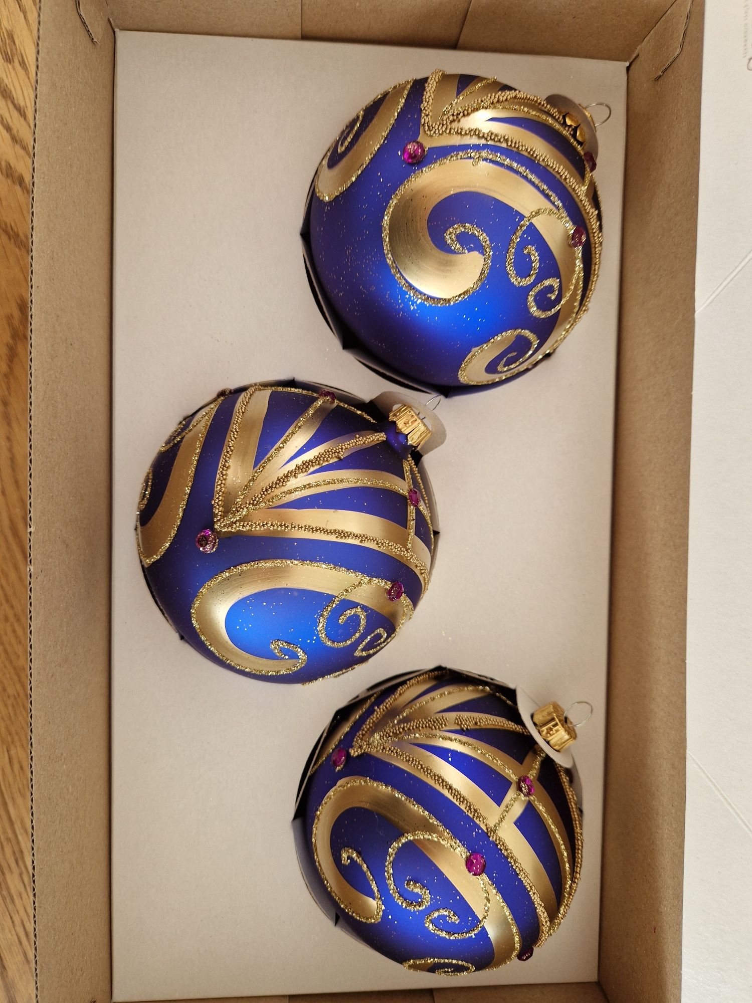 Zestaw 3 bombek szklanych ręcznie malowane handmade