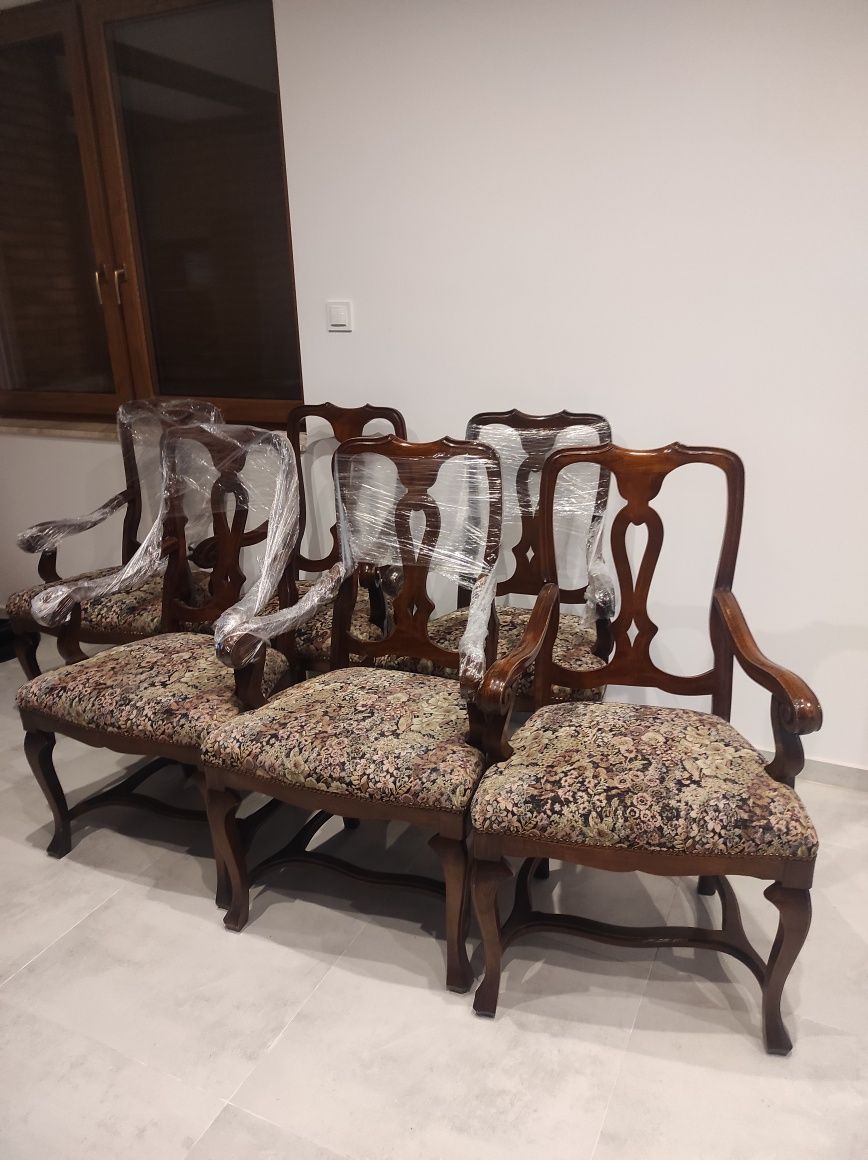 Komplet 6 pięknych stylowych krzeseł Ludwik chippendale