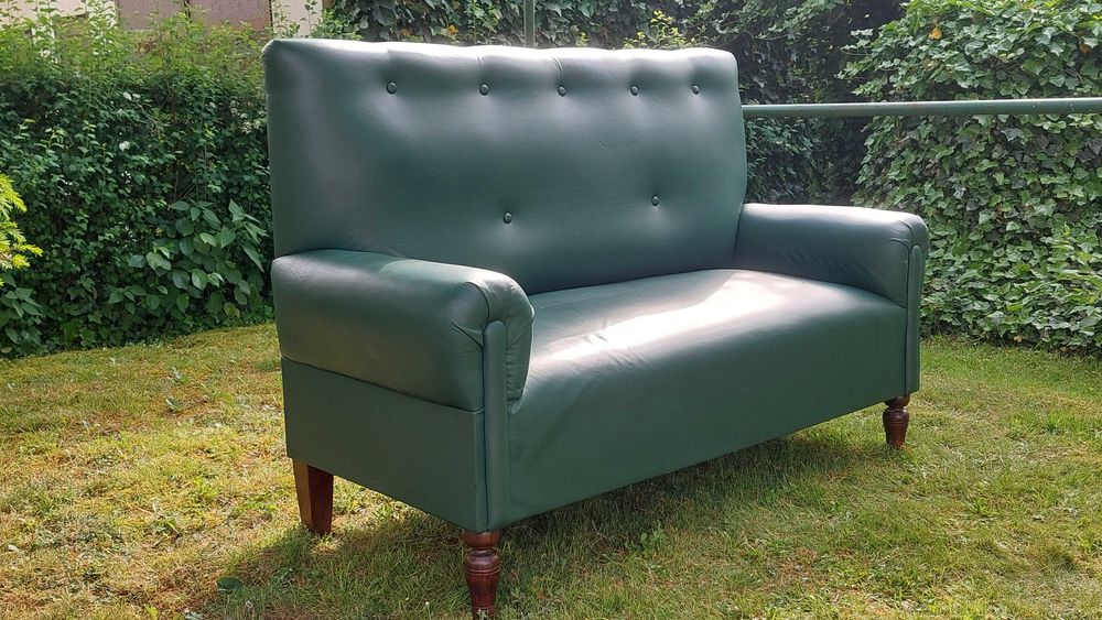 Skórzana Sofa, Kanapa Antyk Vintage Po Renowacji Retro