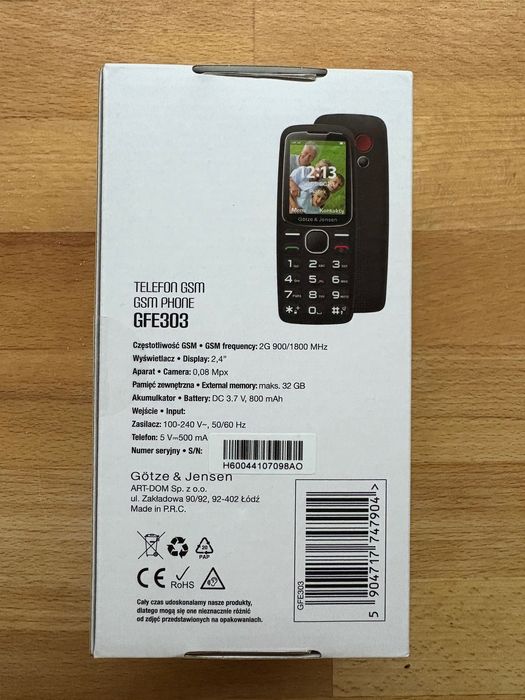 Telefon dla seniora Götze&Jensen Easyphone GFE303 SOS