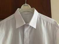 Zadbana biała koszula męska, krótki rękaw (rozm. 40/XXL)