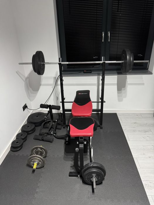 Ławeczka do ćwiczeń Siłownia Sztanga Prosta Łamana Zestaw do domu