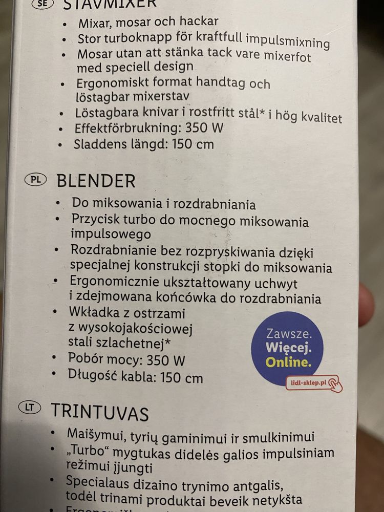 Blender ręczny Silver Crest 350W