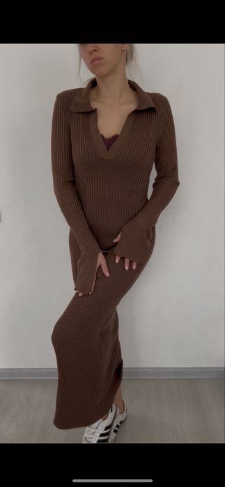 Шоколадна максі сукня xs/s