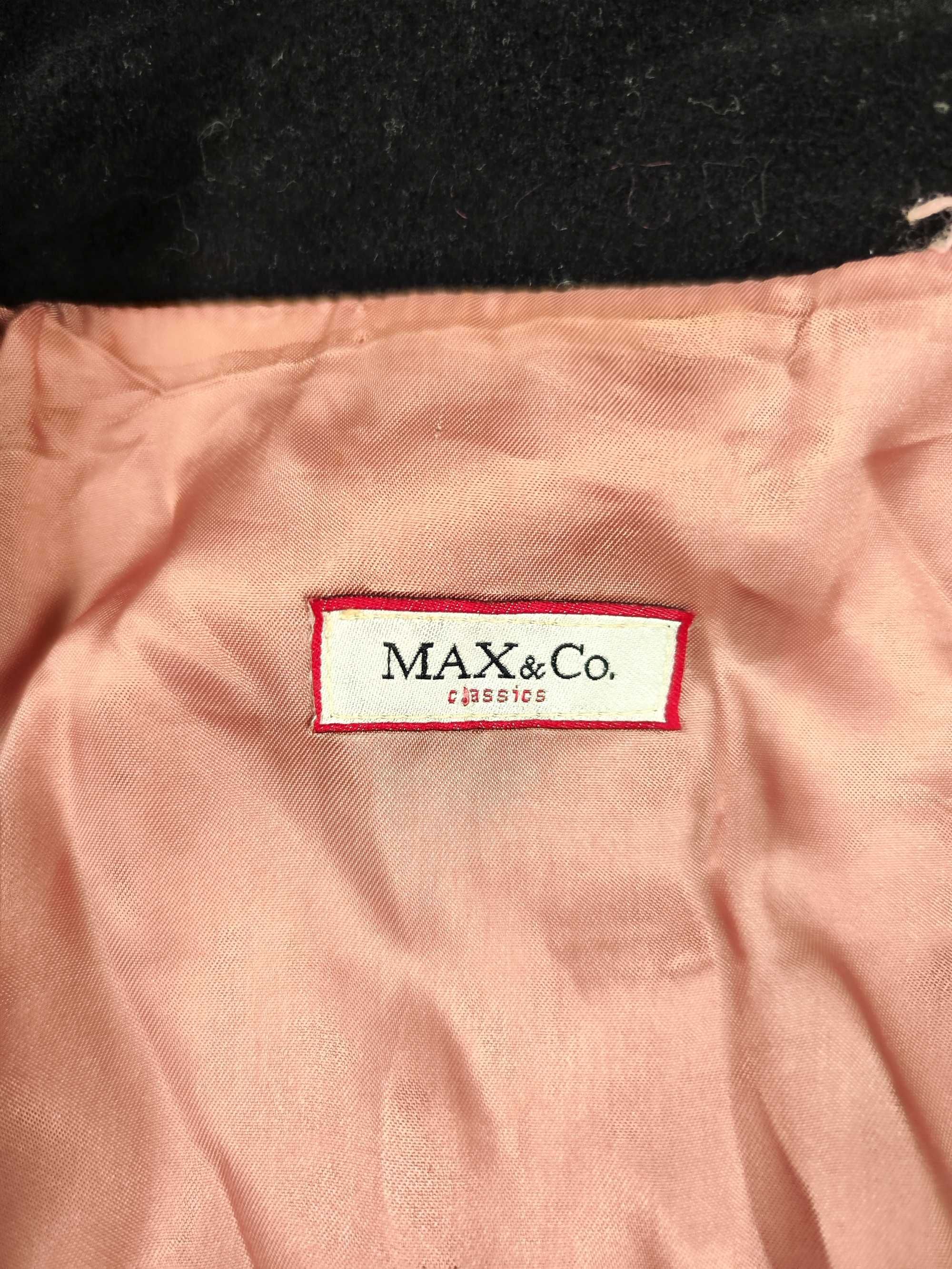 Płaszcz Max Mara Max & Co długi trencz wełna czarny r. S