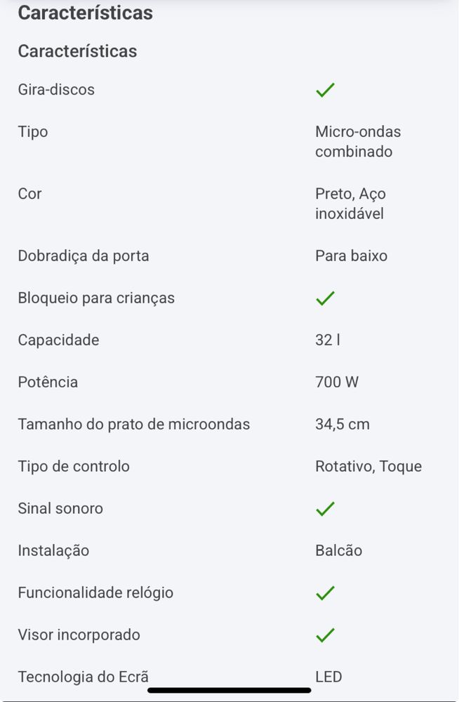 Microondas combinado 32 litros