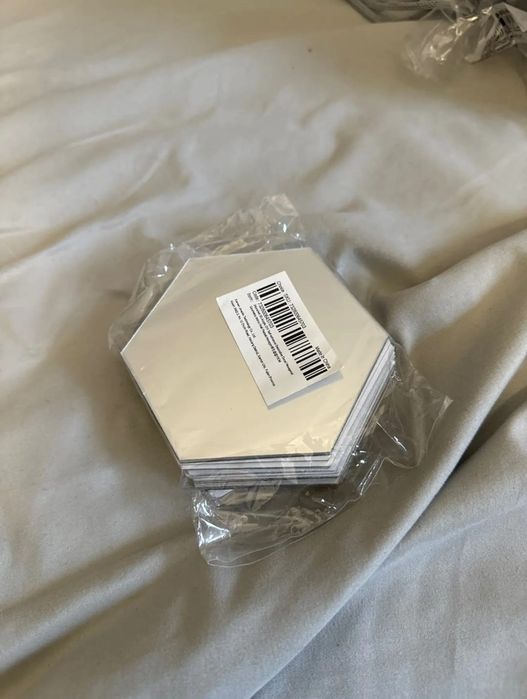 45szt lustrzane naklejki przyklejane lusterka lustro hexagon srebrne