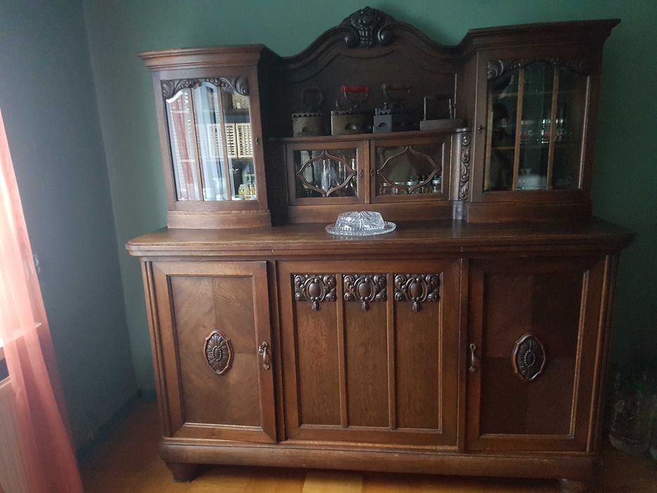 kredens dębowy, przedwojenny, antyk