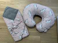 Komplet niemowlecy poduszka do karmienia Boppy i rożek jednorożce