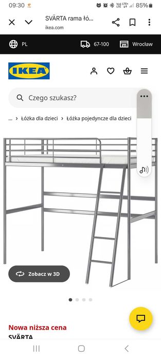 Łóżko na antresoli z biurkiem i materacem