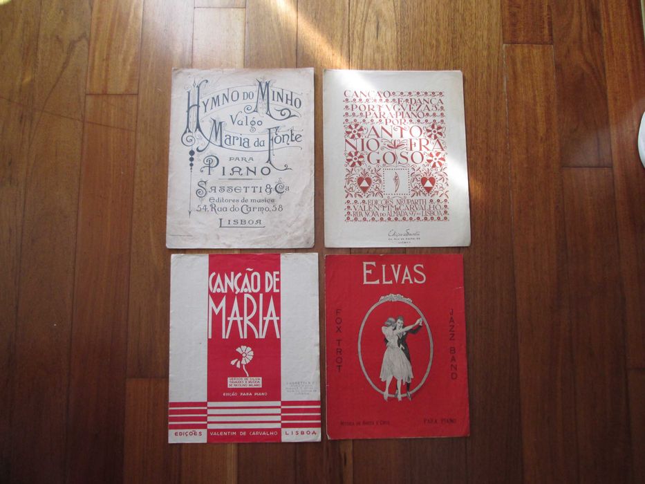 Conjunto 4 Partituras para Piano Antigas - Música Ligeira - Lote 3