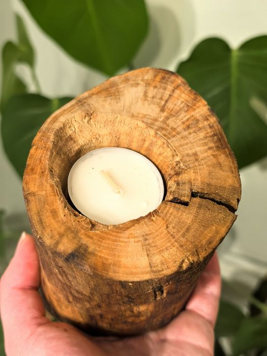 Drewniany świecznik handmade