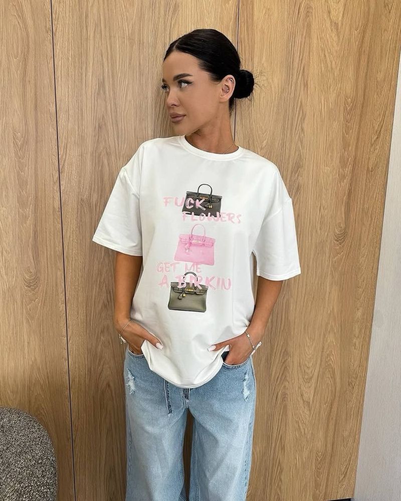 Стильна oversize оверсайз футболка з принтом тренд