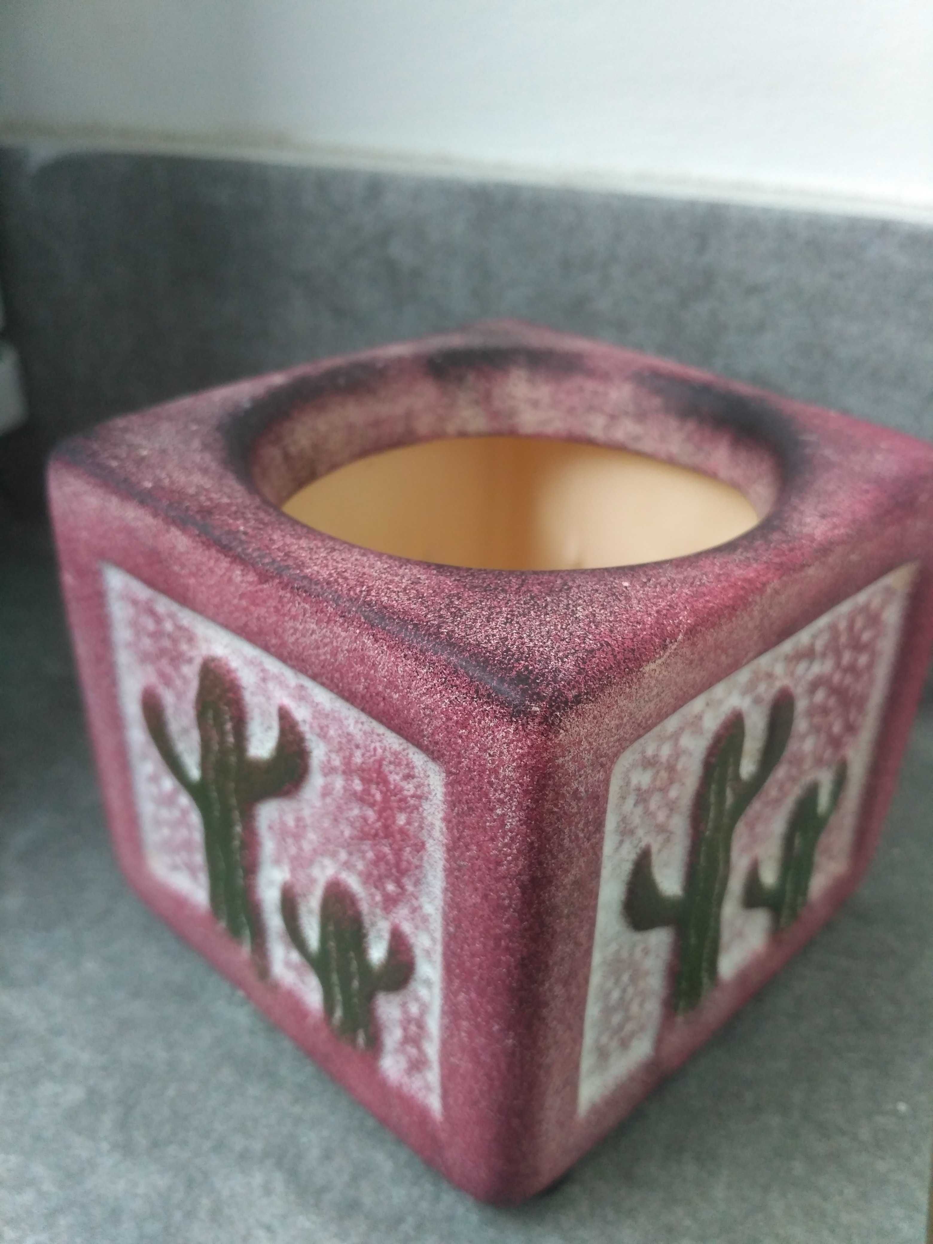 Vintage kreatywny ceramiczny wazon świecznik ceramika wzór kaktusa