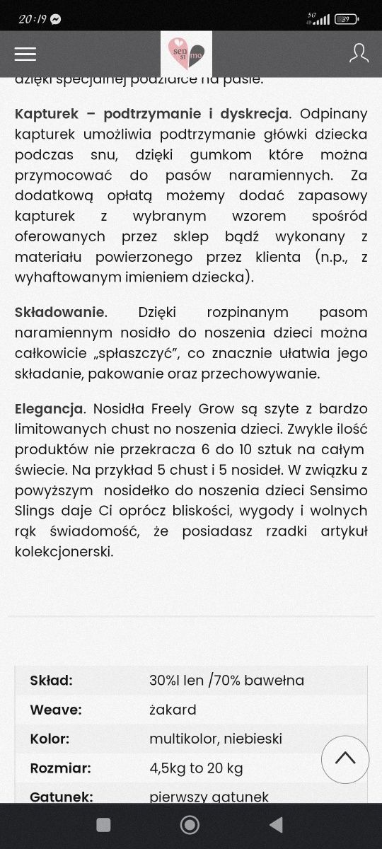 Nosidło ergonomiczne