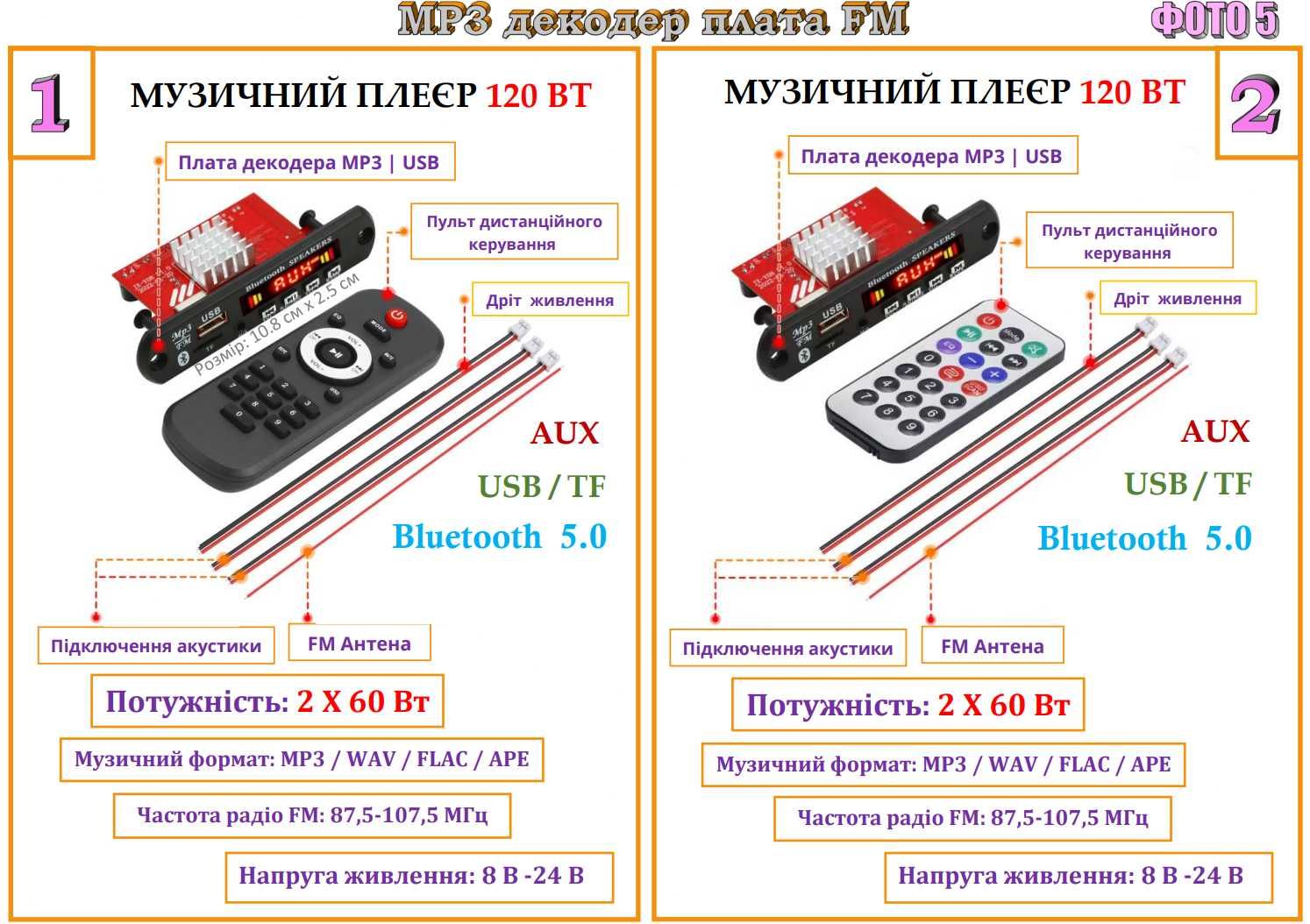 MP3 плеєр, модуль, декодер з пультом Bluetooth FM