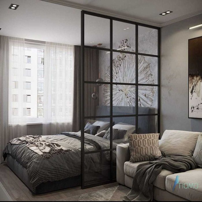 SZKLANA ŚCIANA DZIAŁOWA zabudowa biurowa domu Loft Tiomo