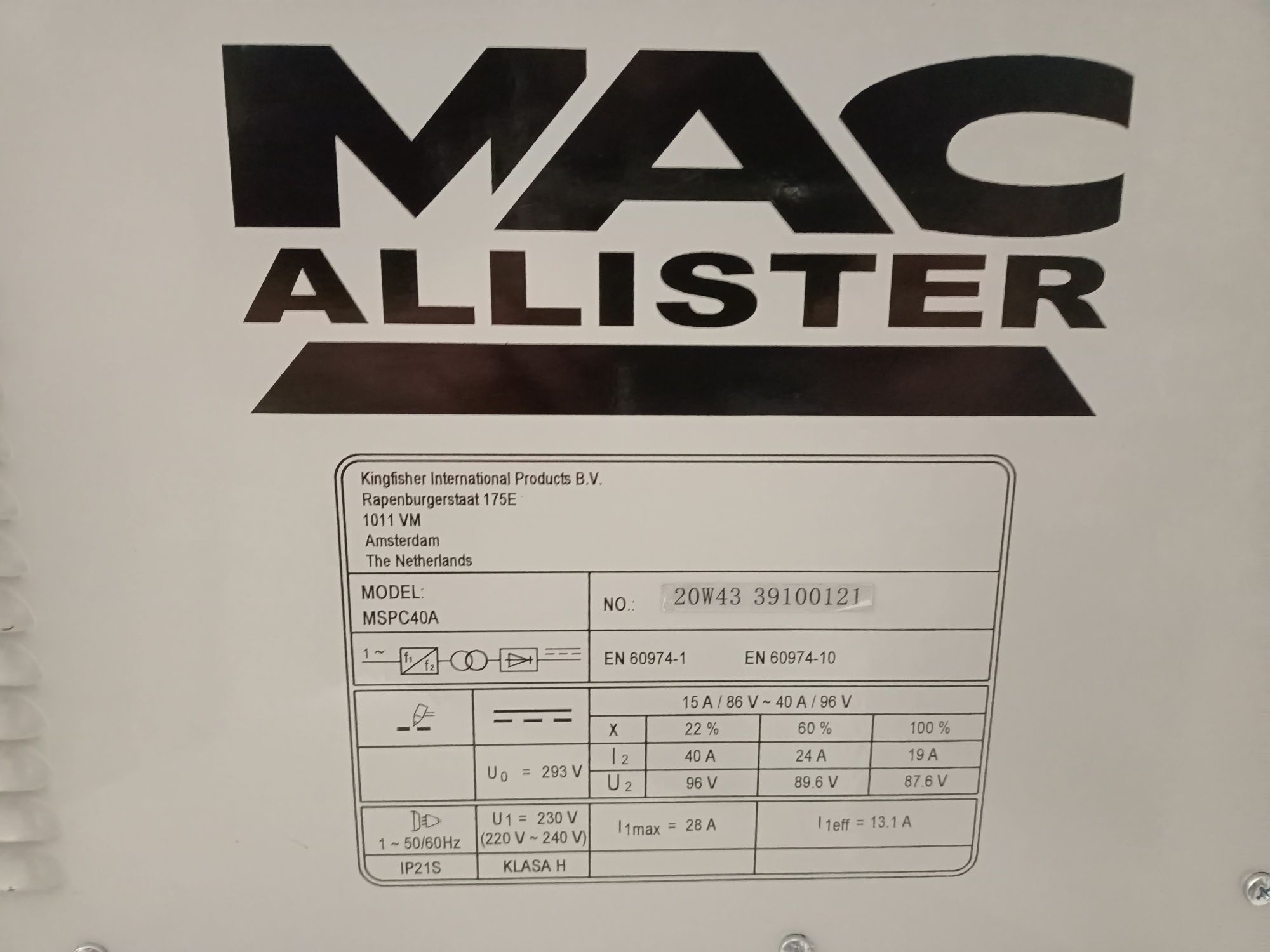 Przecinarka plazmowa MAC Alister