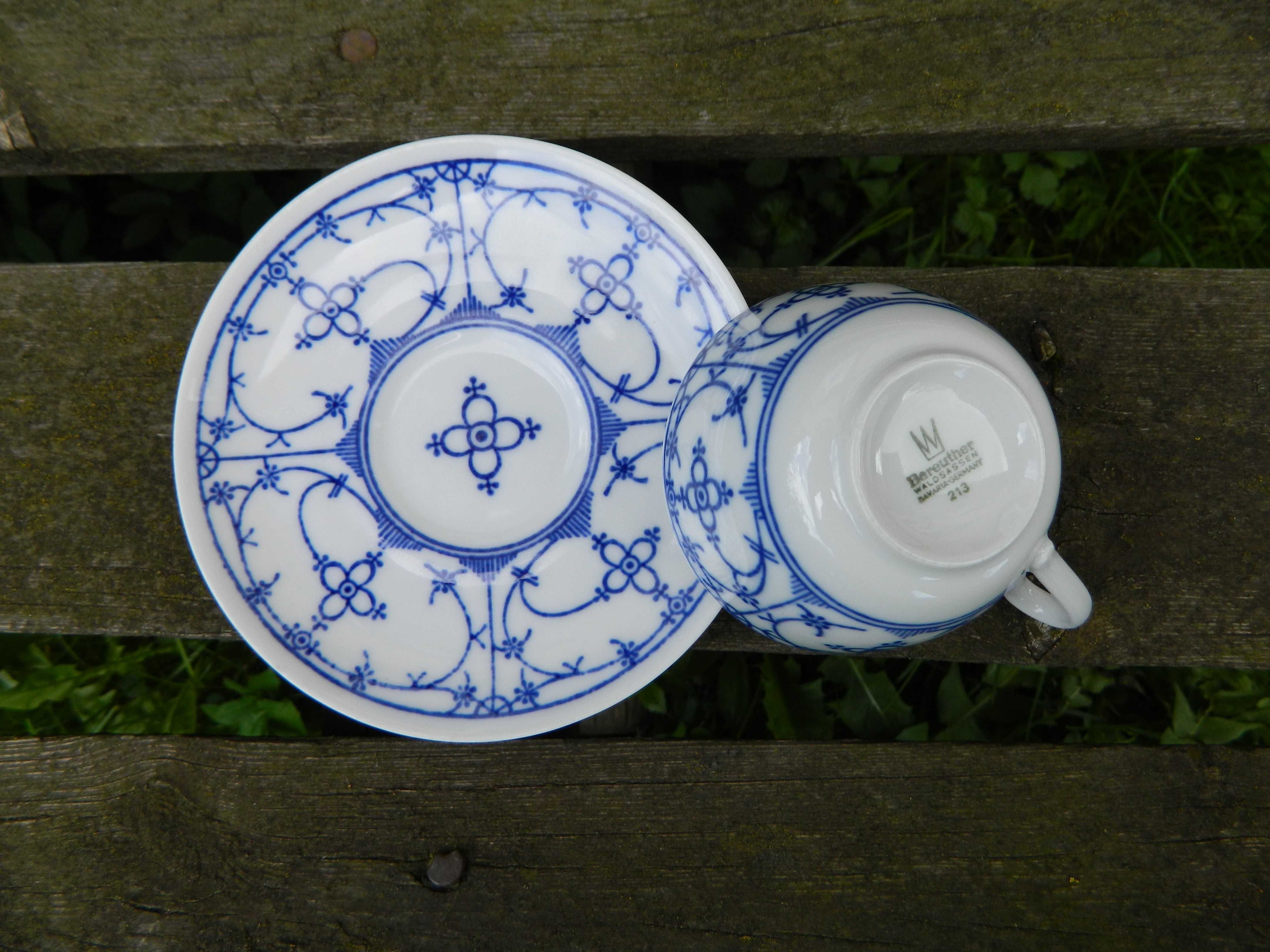 FILIŻANKA mocca espresso Bareuther Indischblau wzór cebulowy porcelana