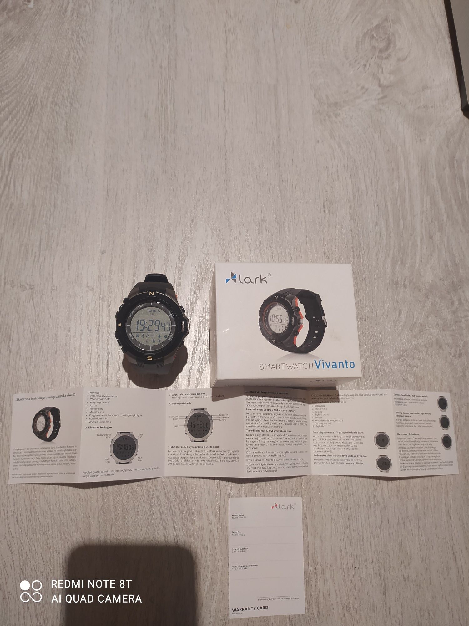 NOWY Smartwatch zegarek Lark Vivanto telefon wiadomości krokomierz