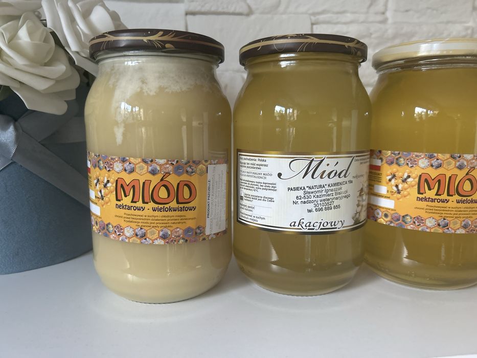 Świeży polski miód z wlasnej pasieki 100% naturalny