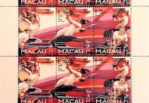 Folha selos miniatura - Festival do Dragão Embriagado - Macau - 1997