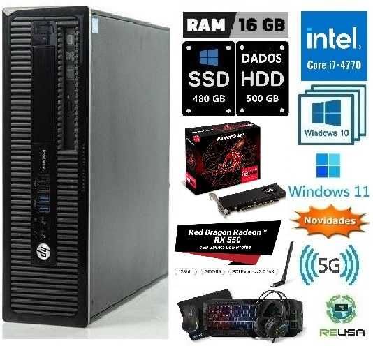 Novidade! Pç-4ªGr. I7-3.4Ghz|16G|SSD480+HD500|RX550-4G-Ddr5|Wf5G|W11