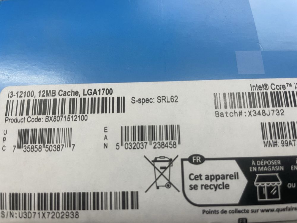 Процесор Intel core I3 12100