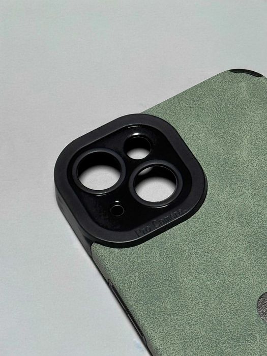 Зелений силіконовий чохол вельвет еко-замш з логотипом на айфон iPhone