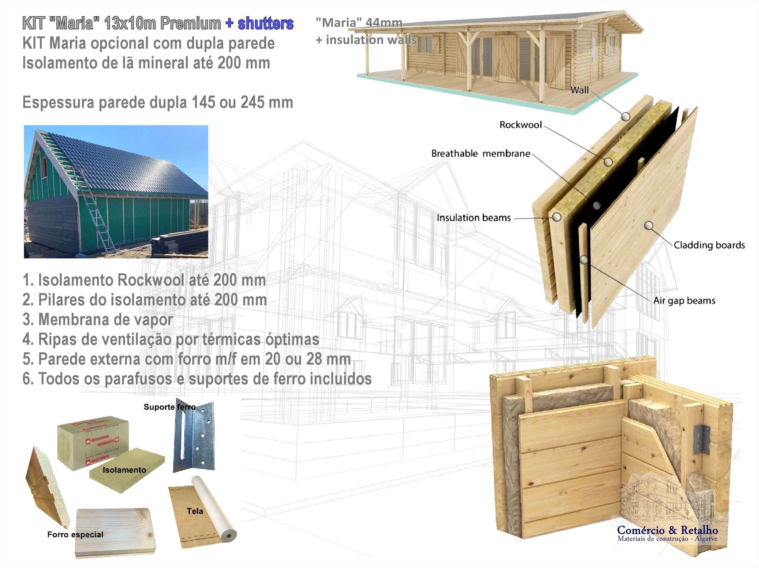 KIT casa madeira Maria 44mm 115m² c. Terraço Área coberta 130m²