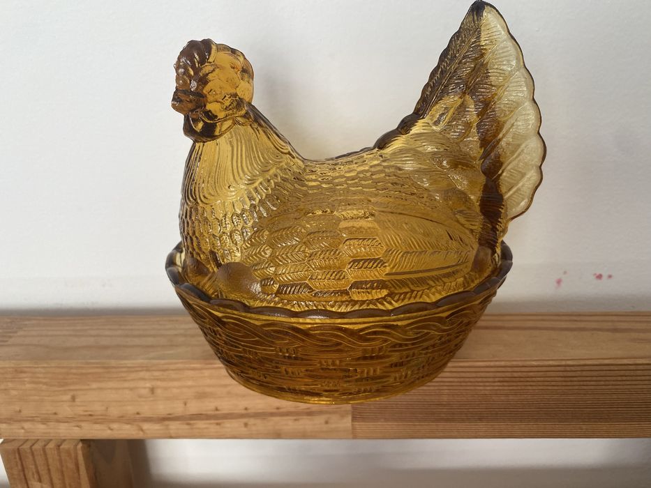 Szklana kura miodowa średnia hsg ząbkowice retro vintage prl