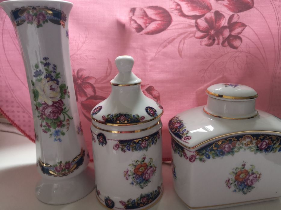 Conjunto três peças porcelana