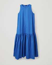 Kobaltowa niebieska bawełniana sukienka maxi COS