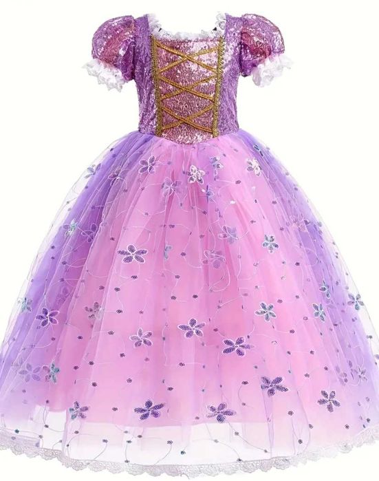 Nowy strój Roszpunka wróżka, r. 110/116 przebranie bal