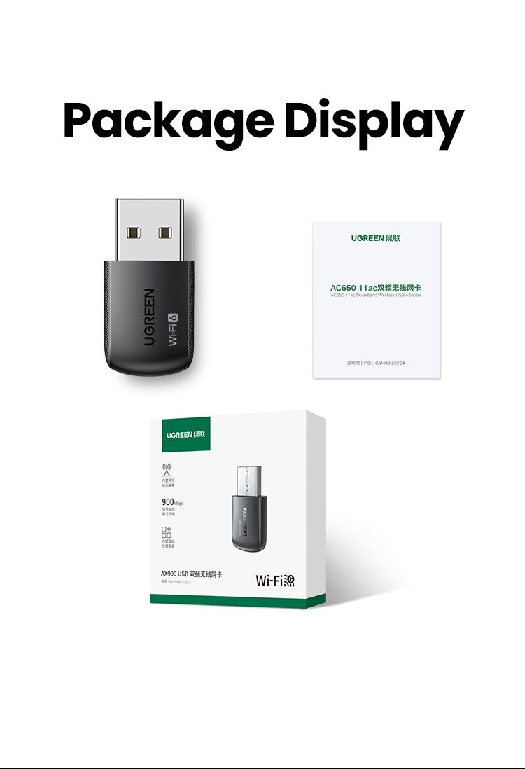 UGREEN WiFi 6 AX900 5G/2.4G USB адаптер CM762