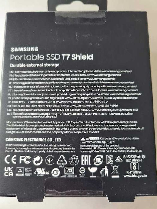 Портативний SSD Samsung T7 Shield 2TB USB 3.2 Type-C Black External