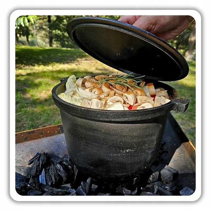 Kociołek żeliwny 8L ogrodowy do potraw jednogarnkowych leczo MOCNY new