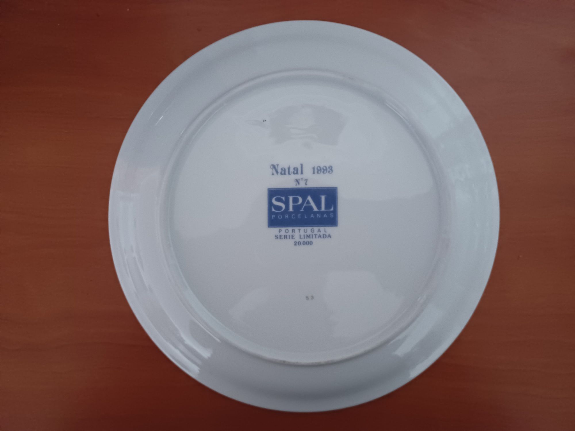 Prato de Natal n° 7 de 1993 da SPAL Porcelanas - Série limitada