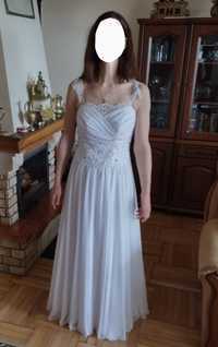 Suknia ślubna biała r.38 , kryształki, dla wysokiej wzrost 175cm