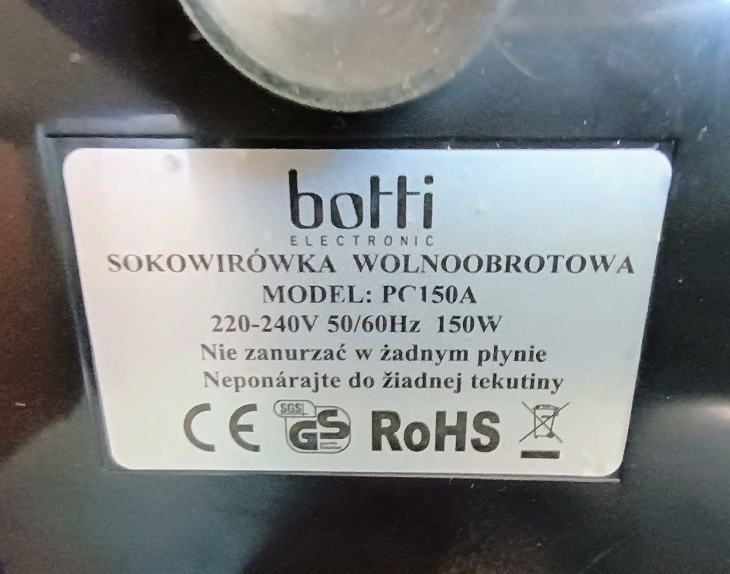 Wyciskarka wolnoobrotowa Botti PC150A