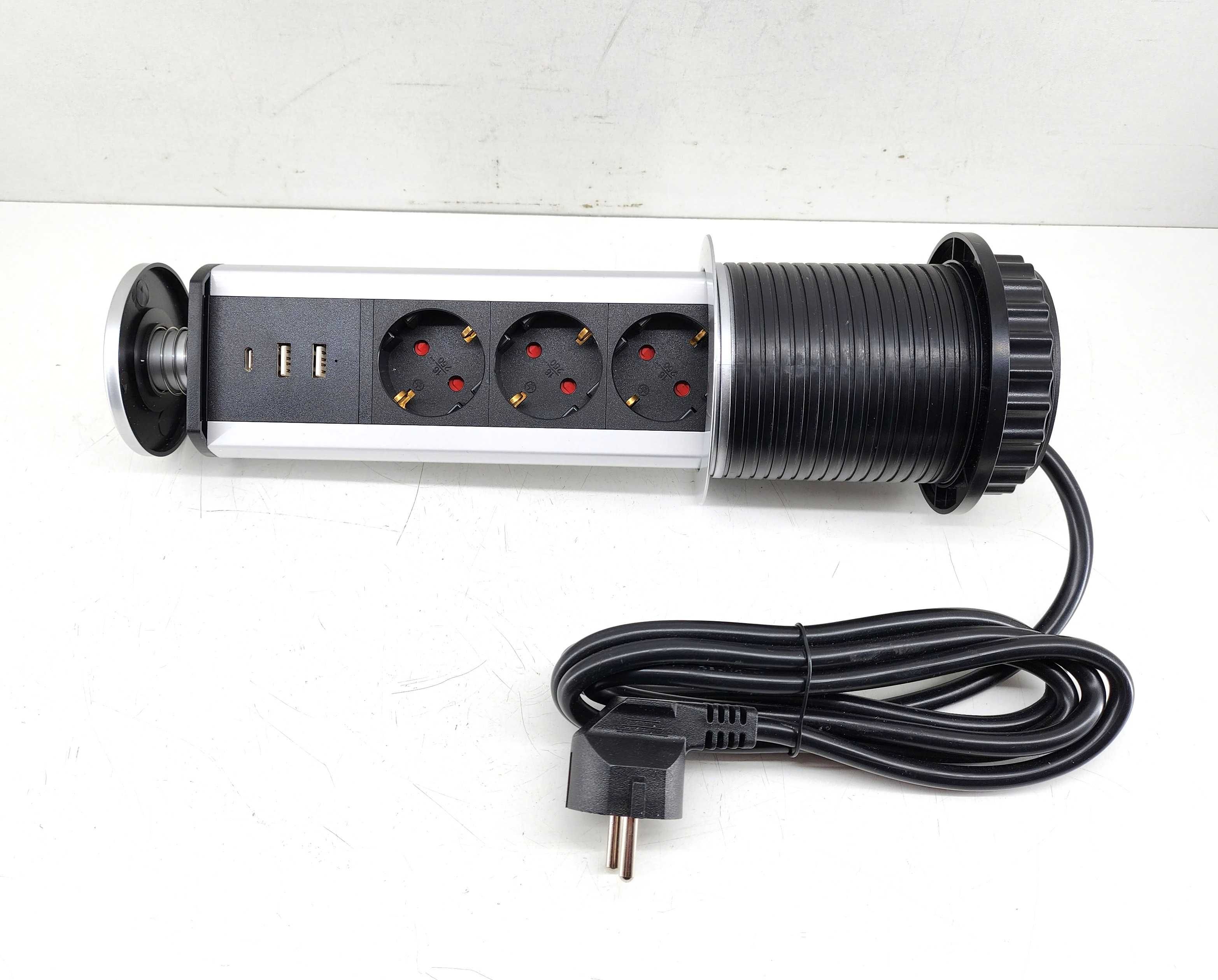 Przedłużacz biurkowy wpuszczany Z USB A, USB C PD20W IGŁA!