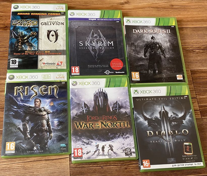 Xbox 360: Halo, Diablo, DMC, Gears of War. Mass Effect, Conan, Prey