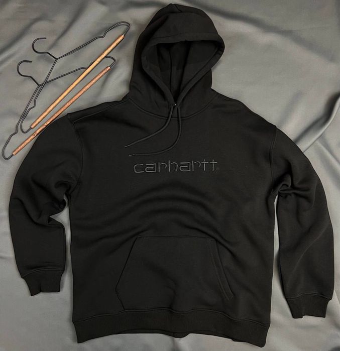 Чоловіче худі Carhartt чорне толстовка унісекс кофта з капюшоном
